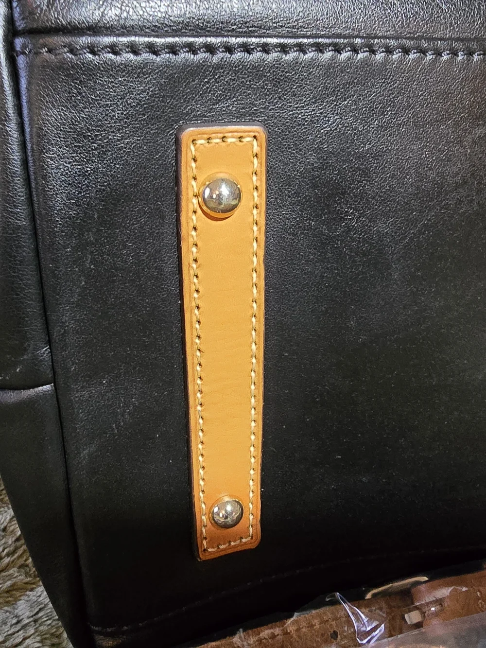 Dooney & Bourke Black Leather Satchel with Tan Trim - Picture 10 of 16